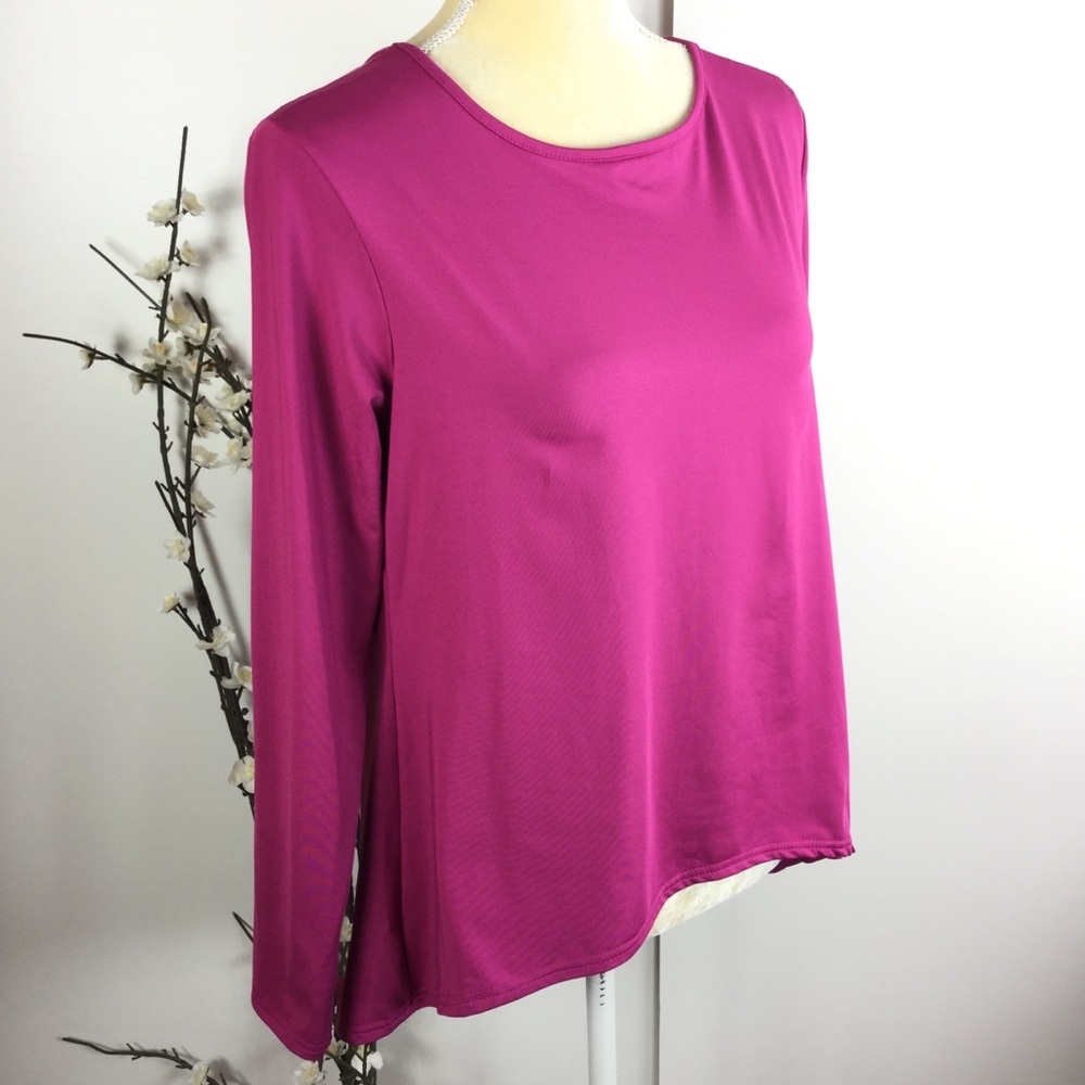Zeagoo Pink Fuchsia Long Sleeve Hi Lo Tunic Top